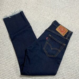 Levi’s 511 Dark Wash Denim Jeans Slim Fit Size29 Frayed Hem Mens/Women’s Cropped